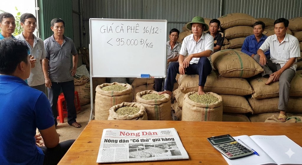 Cà phê nội địa ngày 16/12: Giá nội địa mất mốc 95.000 đồng, nông dân 